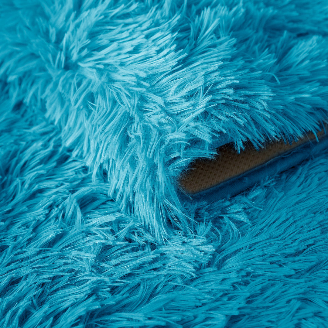 Teal Shaggy Anti Slip Sponge Cushioned Area Rug