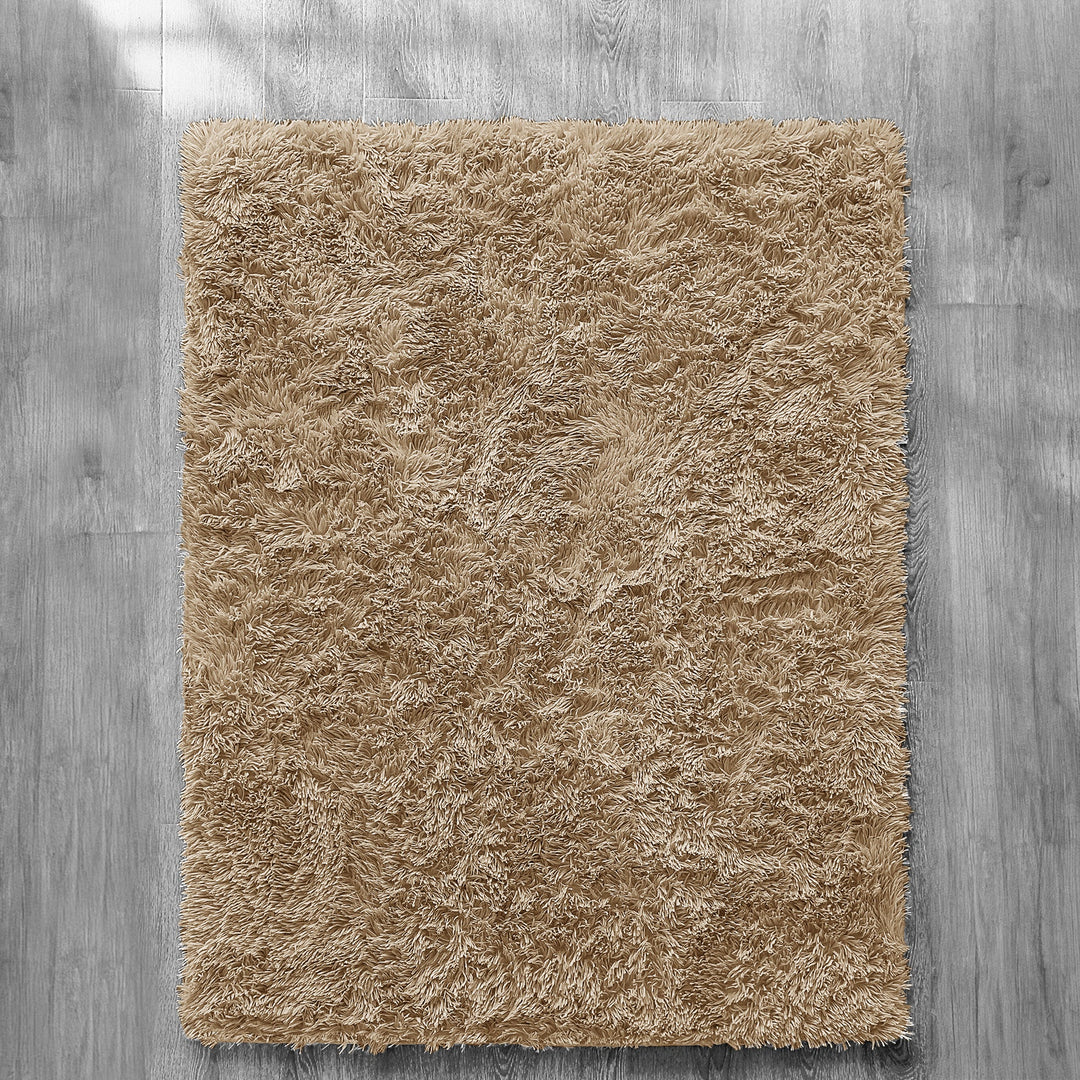 Beige Shaggy Anti Slip Sponge Cushioned Area Rug