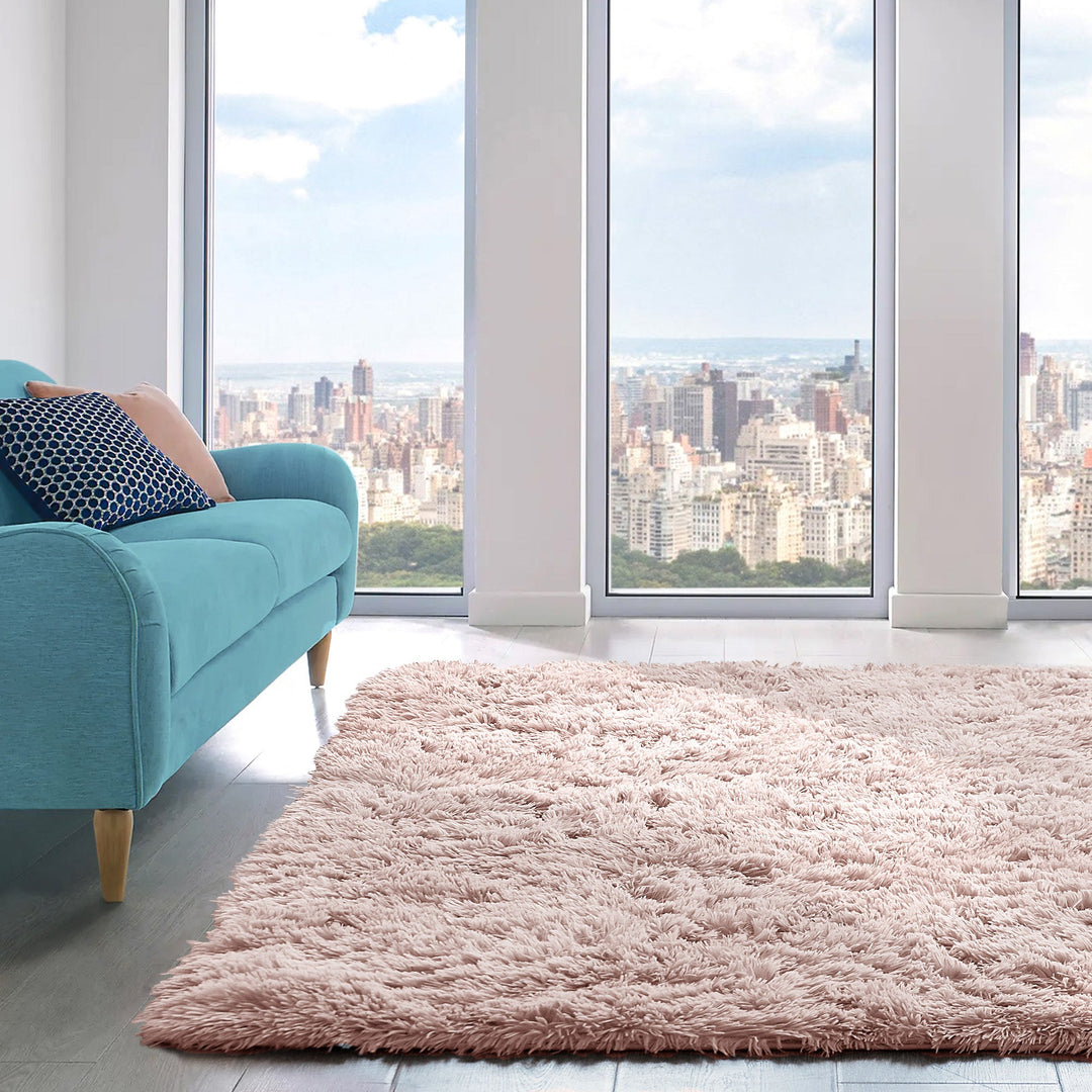 Cream Shaggy Anti Slip Sponge Cushioned Area Rug