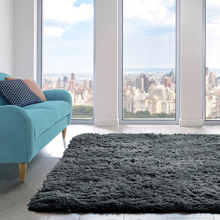 Charcoal Grey Anti Slip Sponge Cushioned Rug