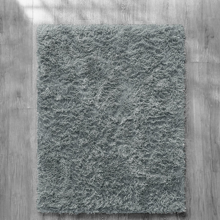 Silver Shaggy Anti Slip Sponge Cushioned Area Rug