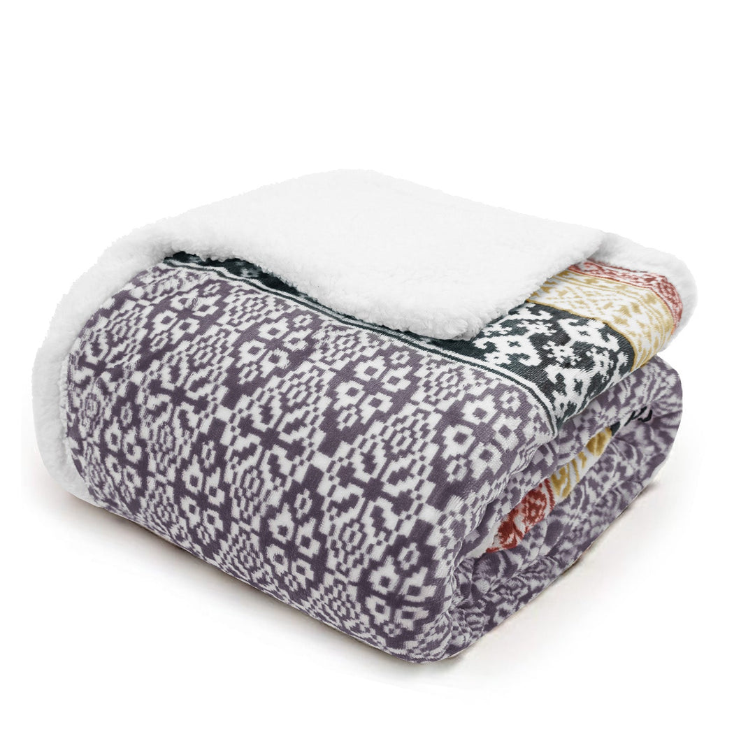 Luxury Aztec Sherpa Reverse Throw - Charcoal