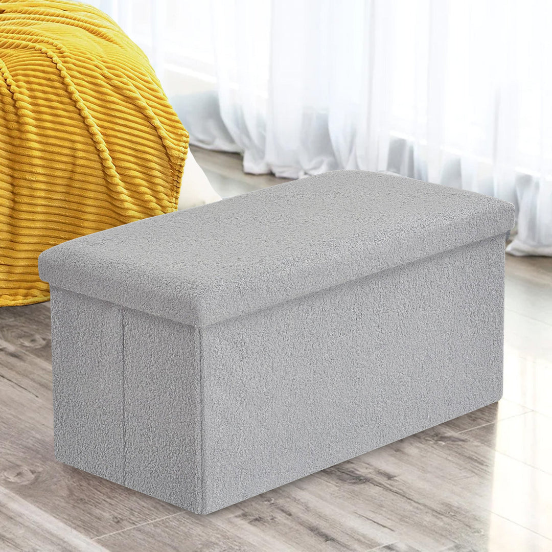 Boucle Silver Foldable 2 Seater Storage Box