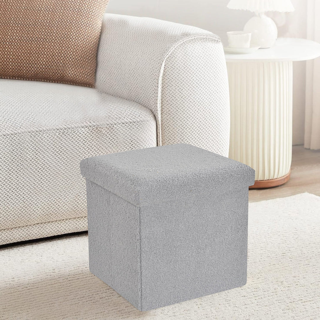 Boucle Silver Foldable 1 Seater Storage Box
