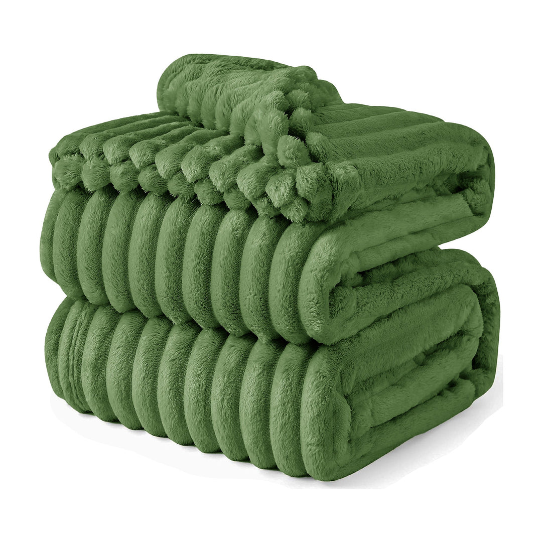 Faux Rabbit Fur Chunky Cord Throw Olive