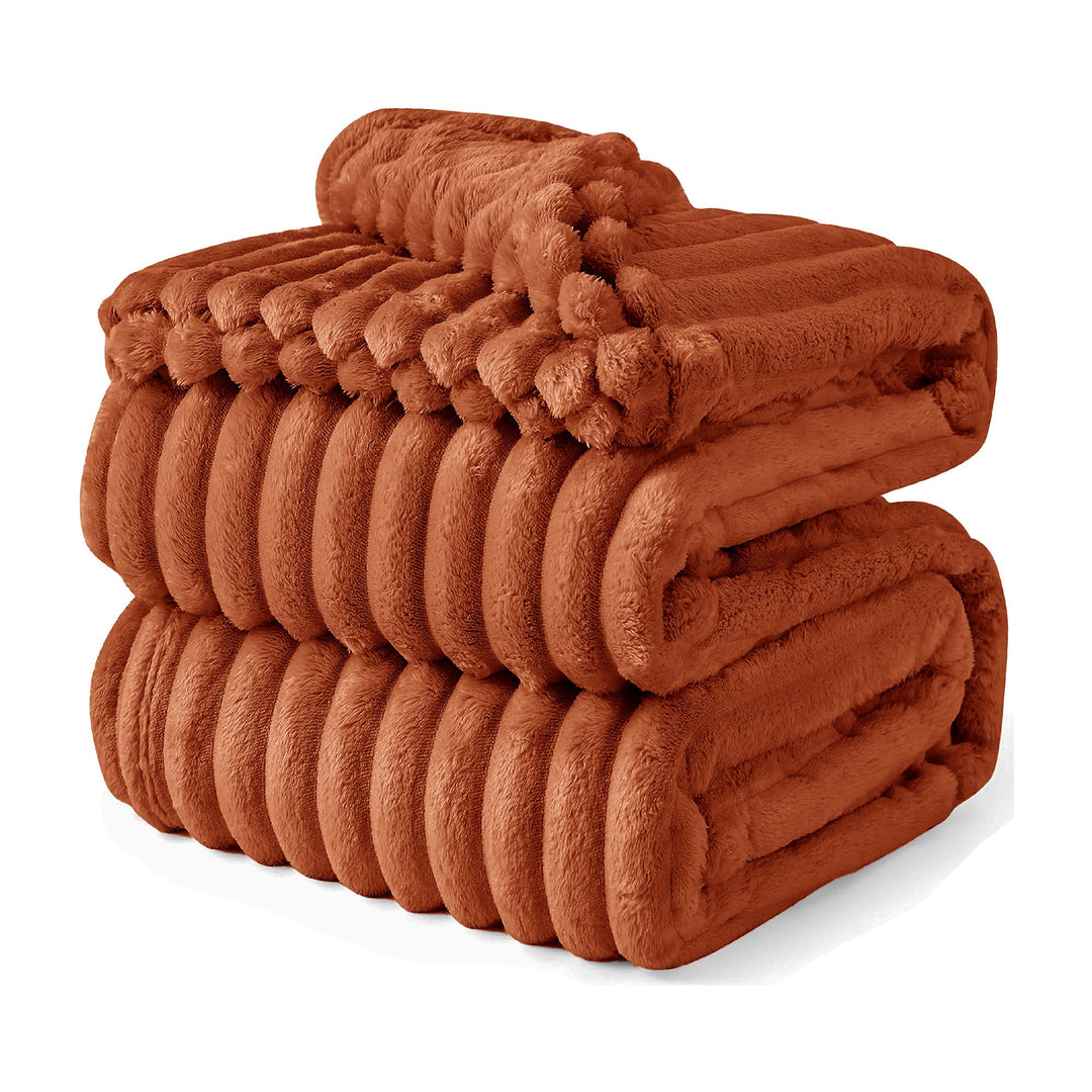 Faux Rabbit Fur Chunky Cord Throw Orange
