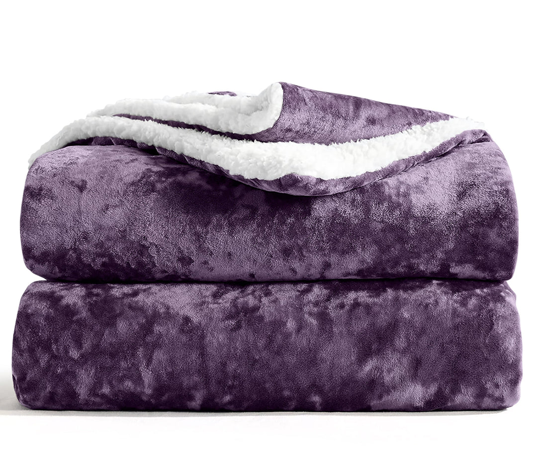 Crushed Velvet Chunky Sherpa Back Throw Mauve