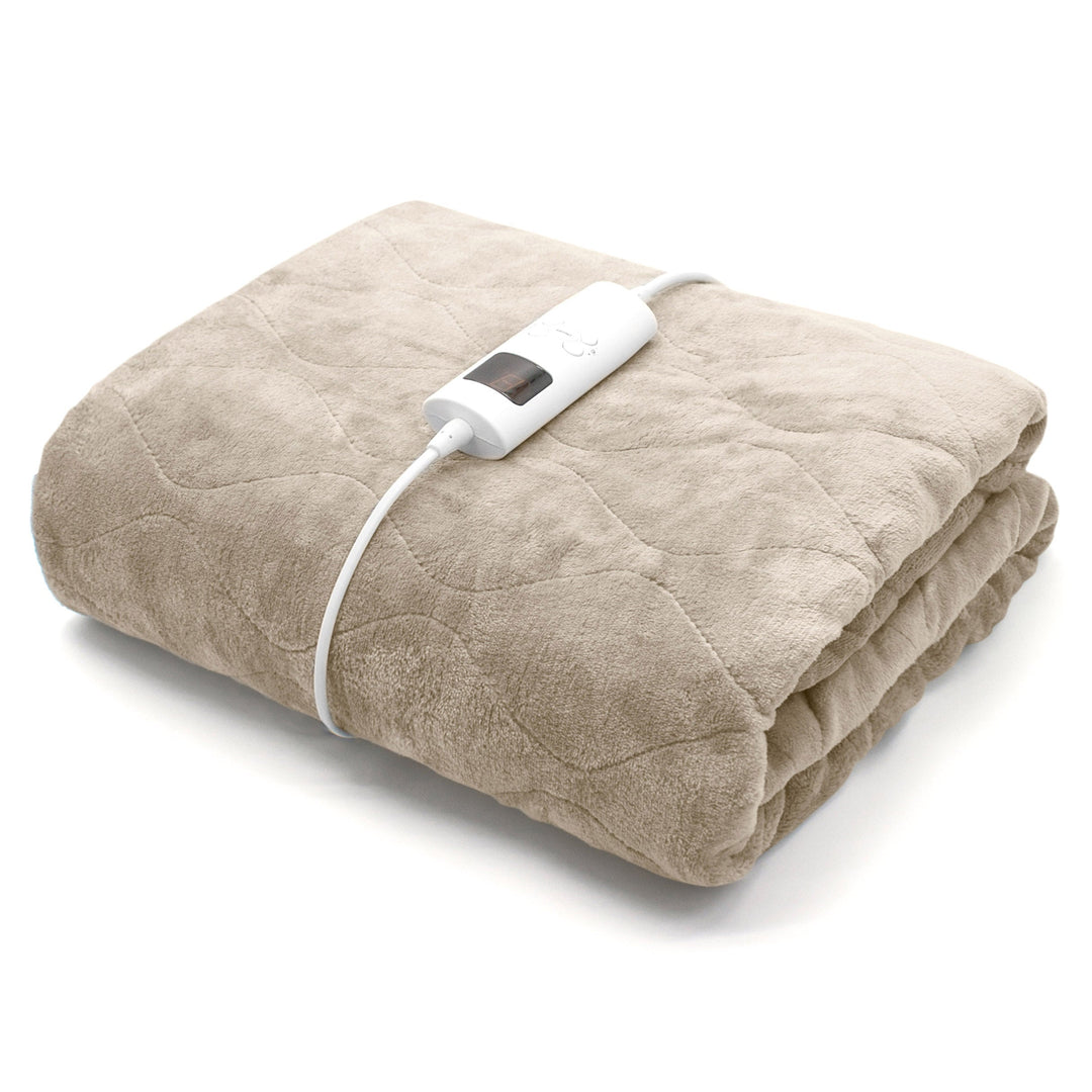 Comfort Touch Flannel Latte Electric Heated Blanket