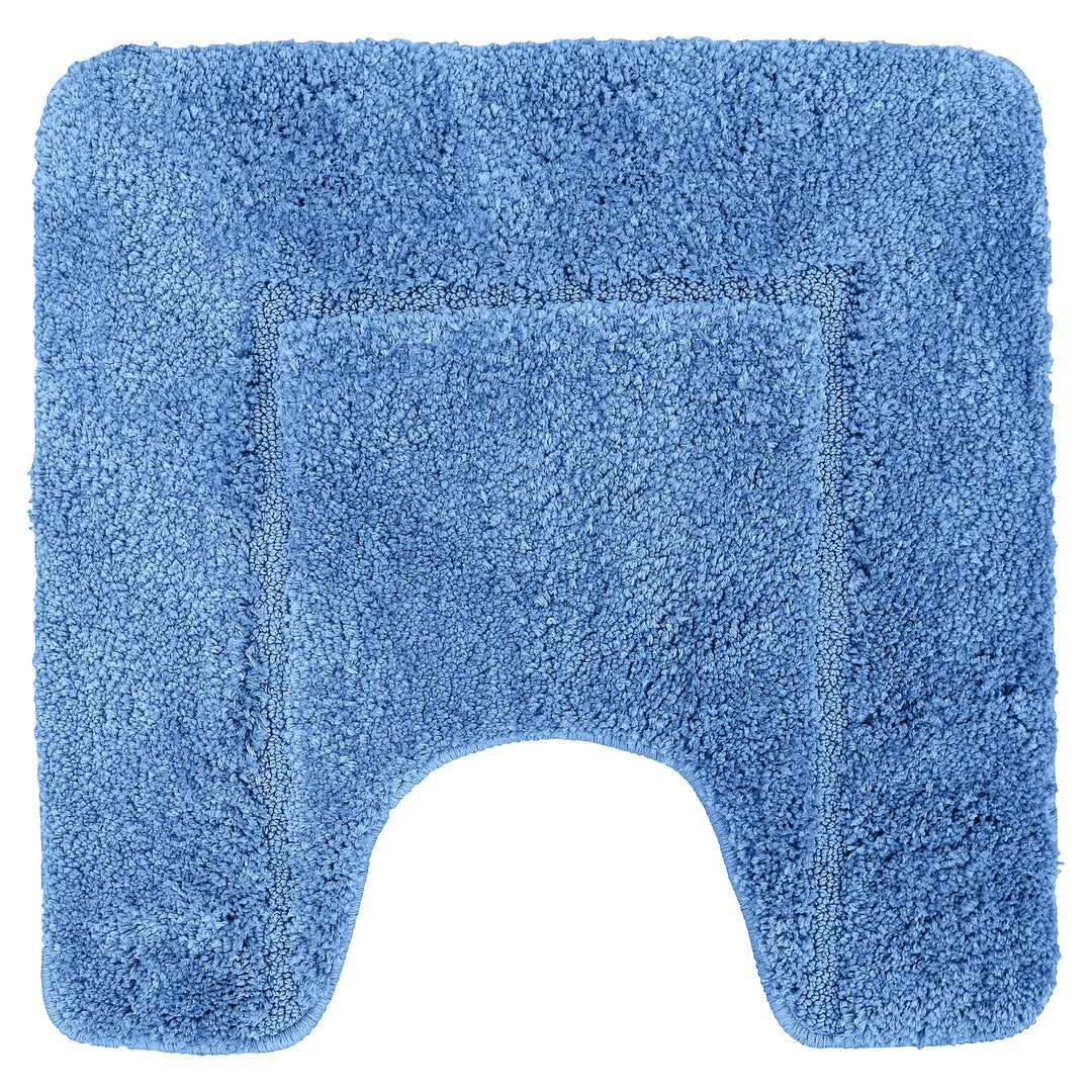 Mayfair Soft Touch Deep Pile Plain Blue Pedestal Mat