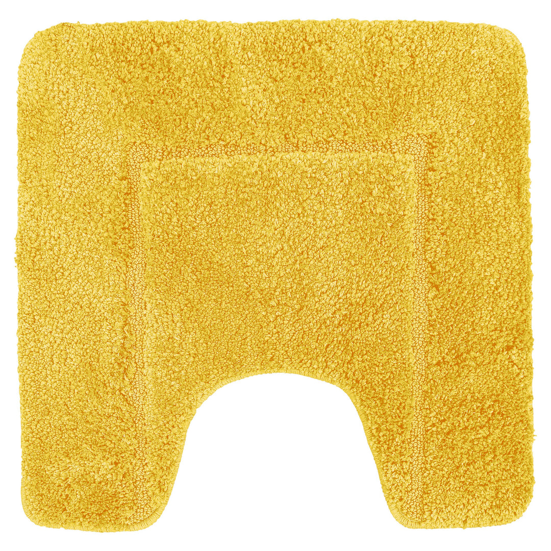 Mayfair Soft Touch Deep Pile Plain Ochre Yellow Pedestal Mat