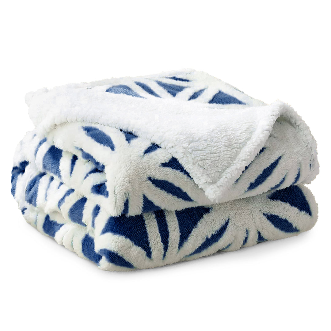 Navy Tufted Orbit Sherpa Fleece Throw Blanket