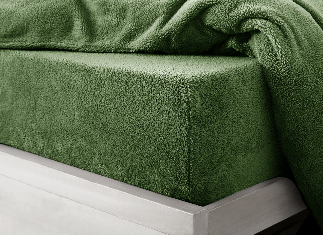 Olive Teddy Fleece Fitted Sheet