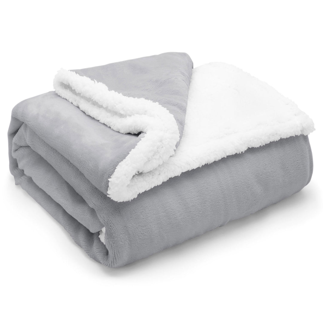 Plain Flannel Sherpa Silver Blanket