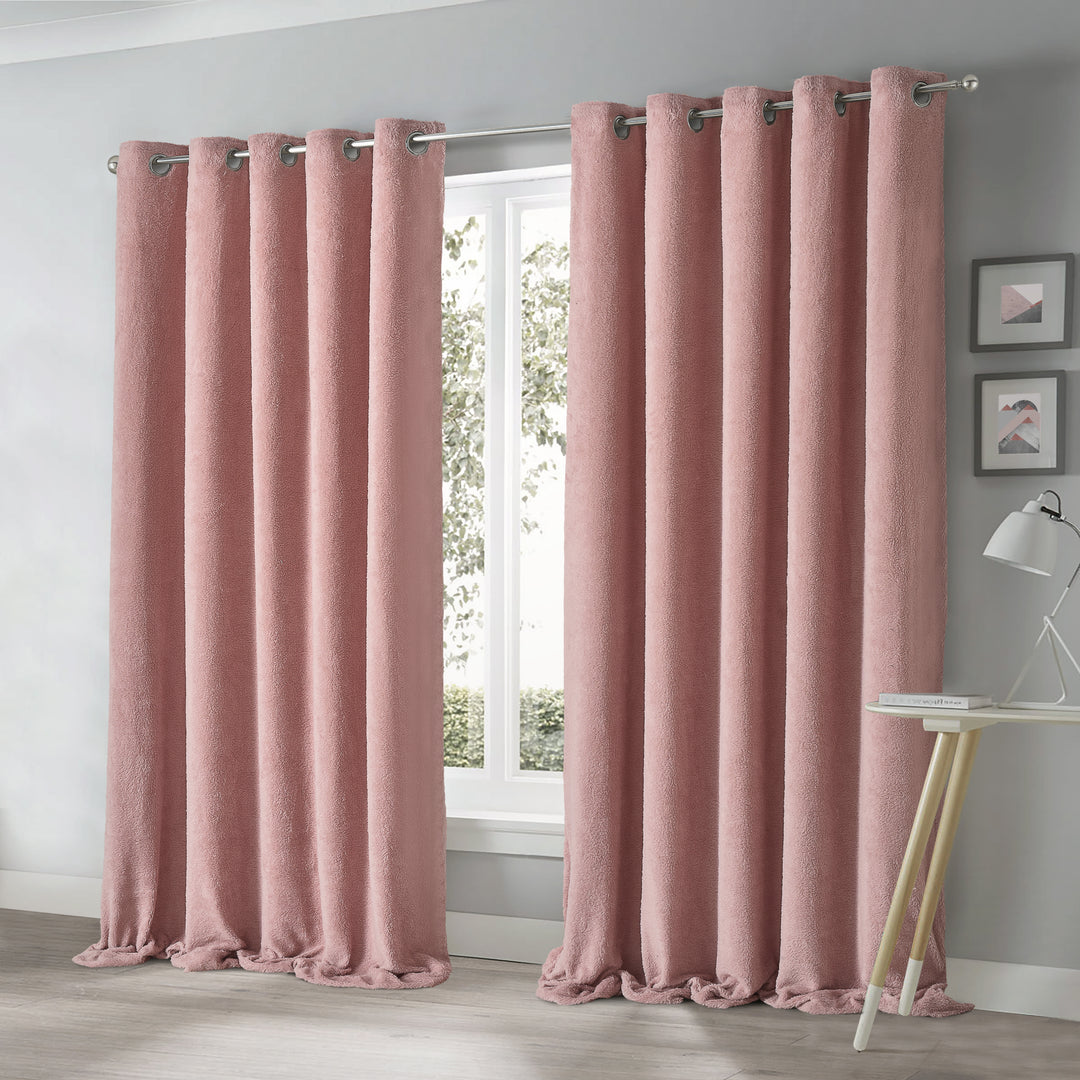 Teddy Blush Ringtop Eyelet Curtain