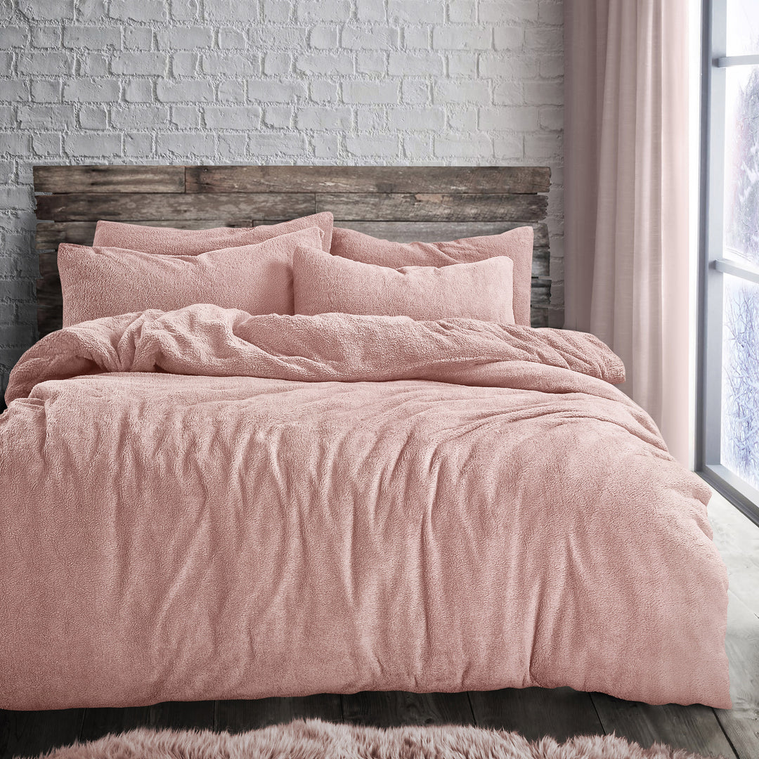Blush Teddy Fleece Duvet Cover Set