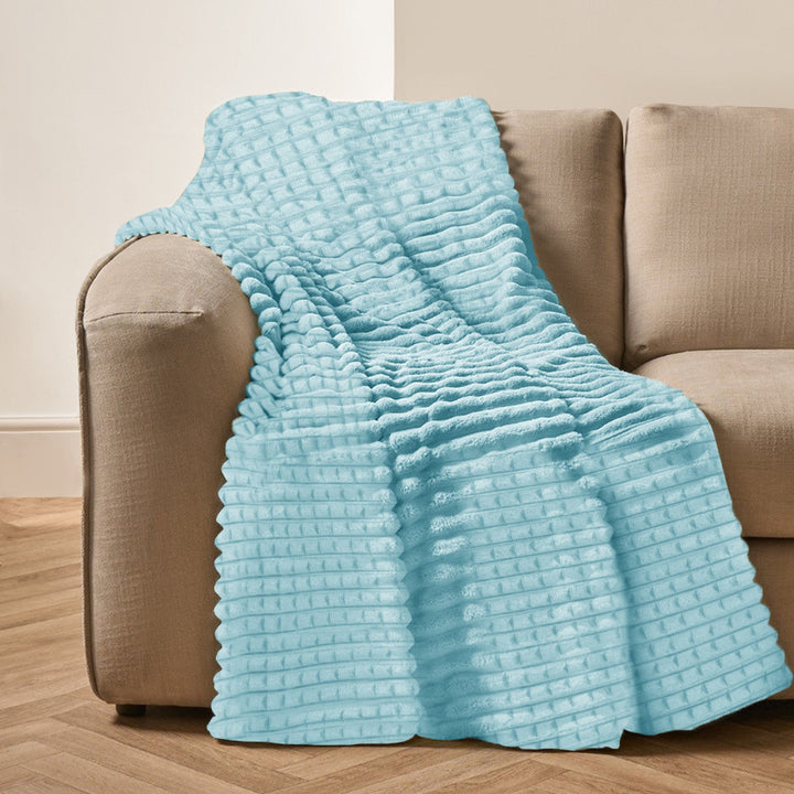 Super Chunky Waffle Plush Soft Blanket - Duck Egg