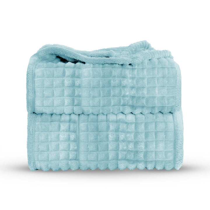 Super Chunky Waffle Plush Soft Blanket - Duck Egg