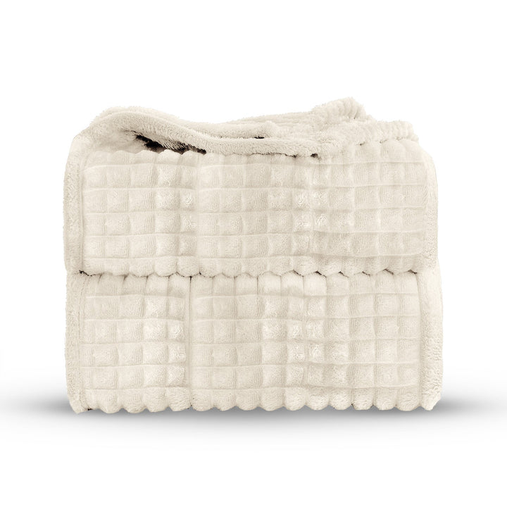 Super Chunky Waffle Plush Soft Blanket - Ivory