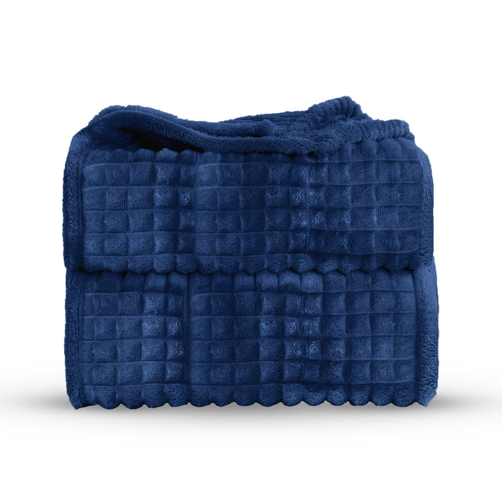 Super Chunky Waffle Plush Soft Blanket - Navy