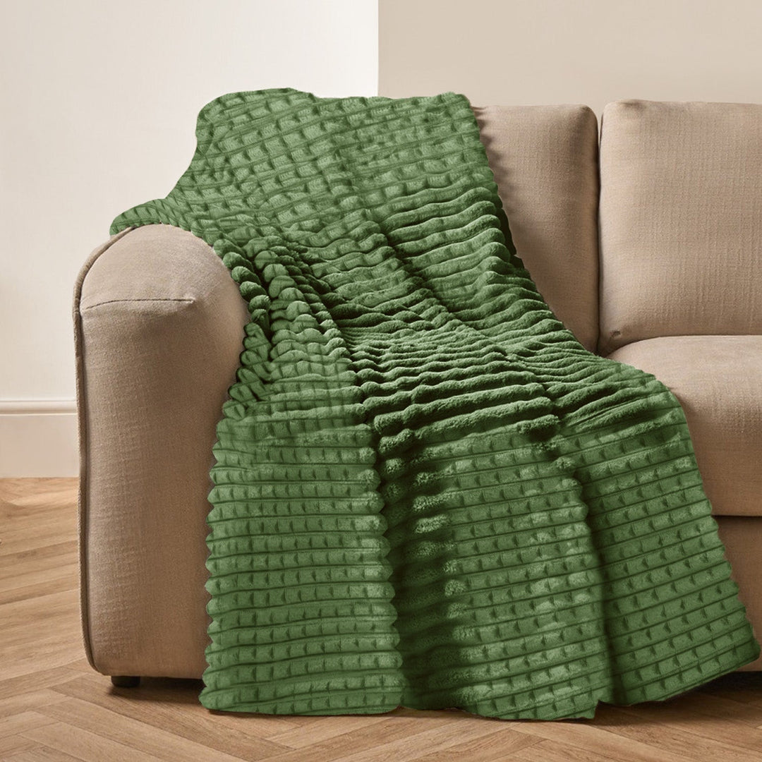 Super Chunky Waffle Plush Soft Blanket - Olive