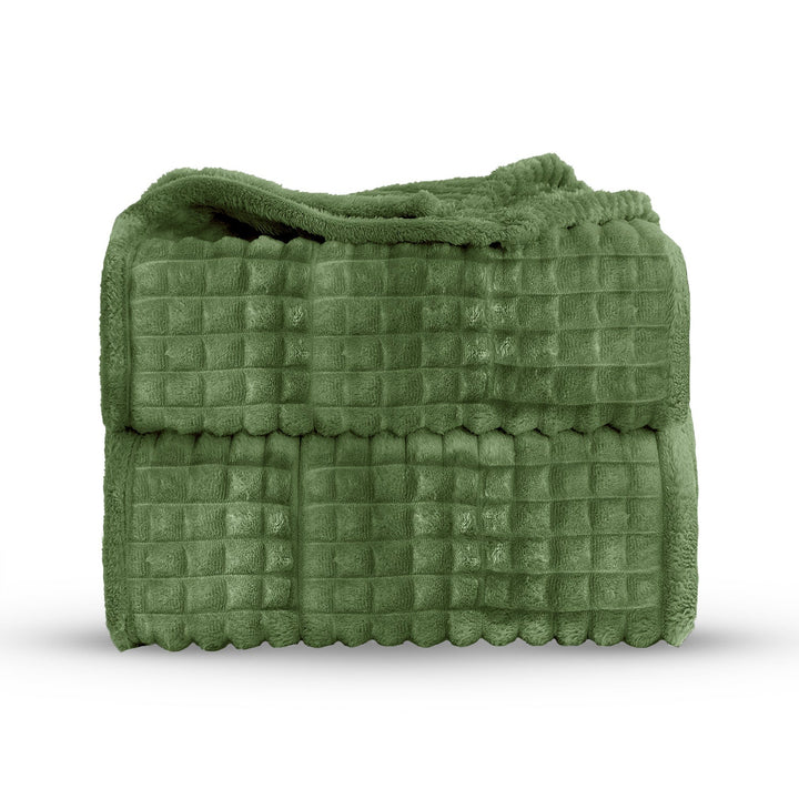 Super Chunky Waffle Plush Soft Blanket - Olive