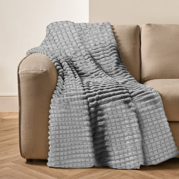 Super Chunky Waffle Plush Soft Blanket - Silver