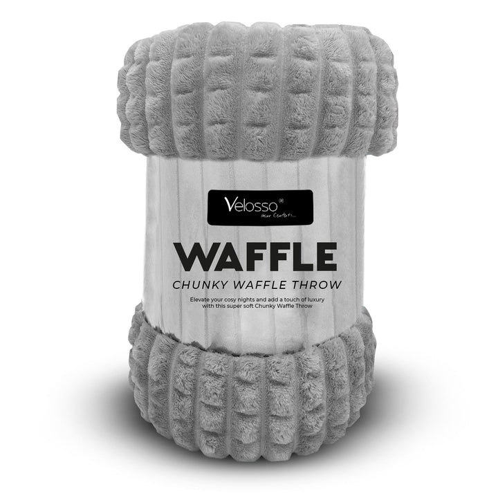 Super Chunky Waffle Plush Soft Blanket - Silver