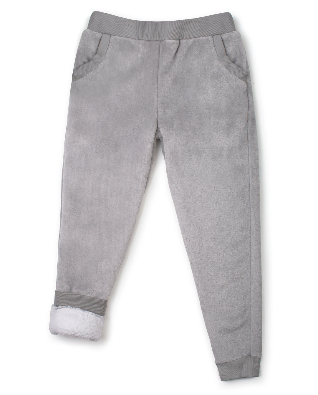 Flannel Sherpa Lined Jogger Bottoms Grey