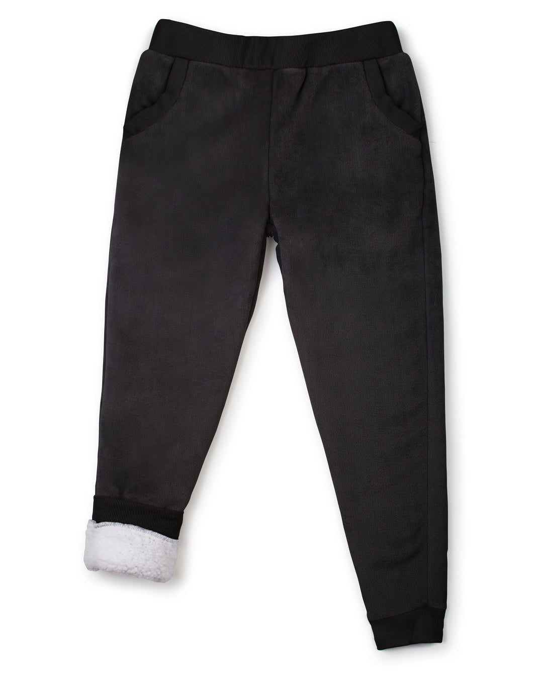 Flannel Sherpa Lined Jogger Bottoms Black