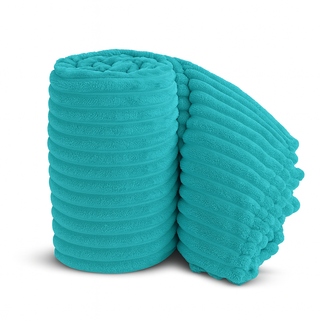 Teal Super Chunky Cord Faux Mink Blanket