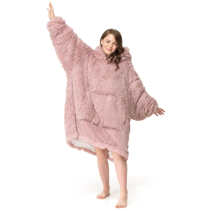 Pink Shaggy Fur Hoodie Blanket