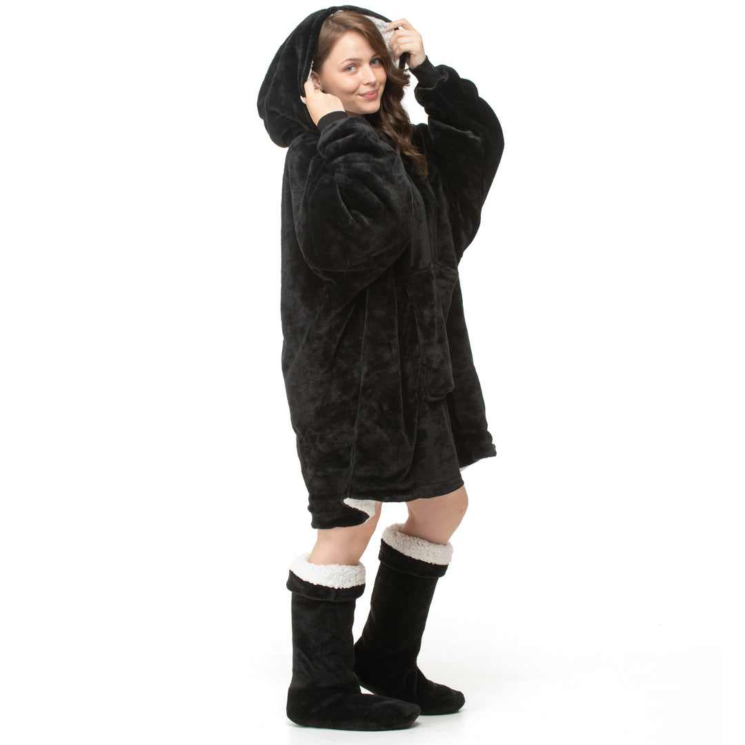 Plain Black Hoodie Blanket