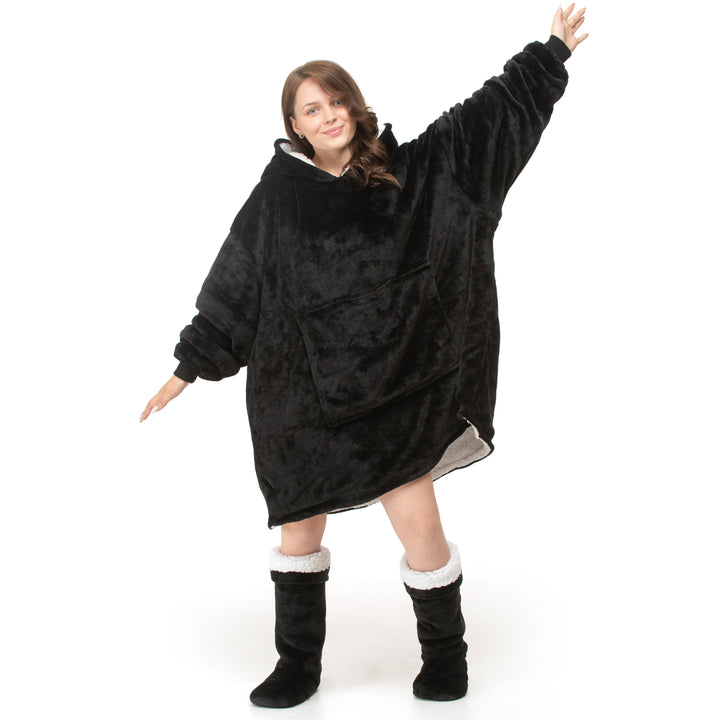 Plain Black Hoodie Blanket