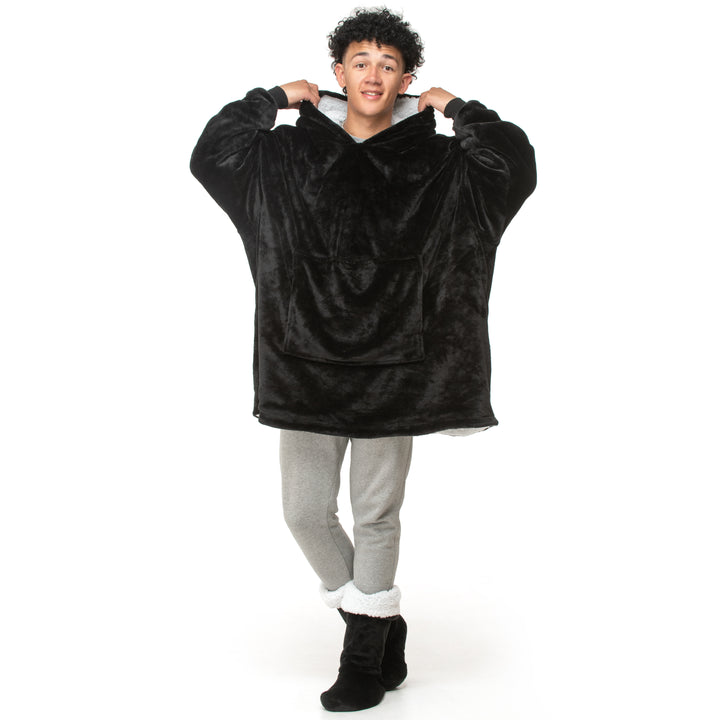Plain Black Hoodie Blanket