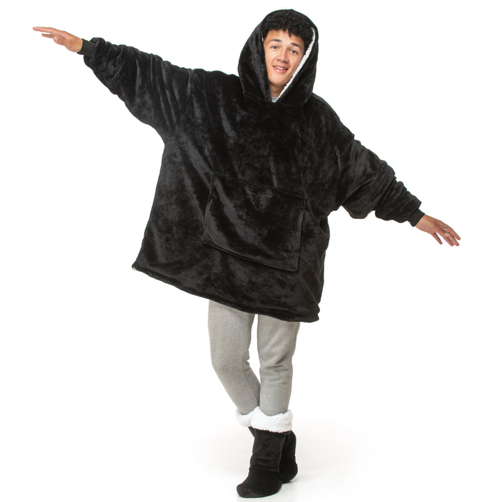 Plain Black Hoodie Blanket