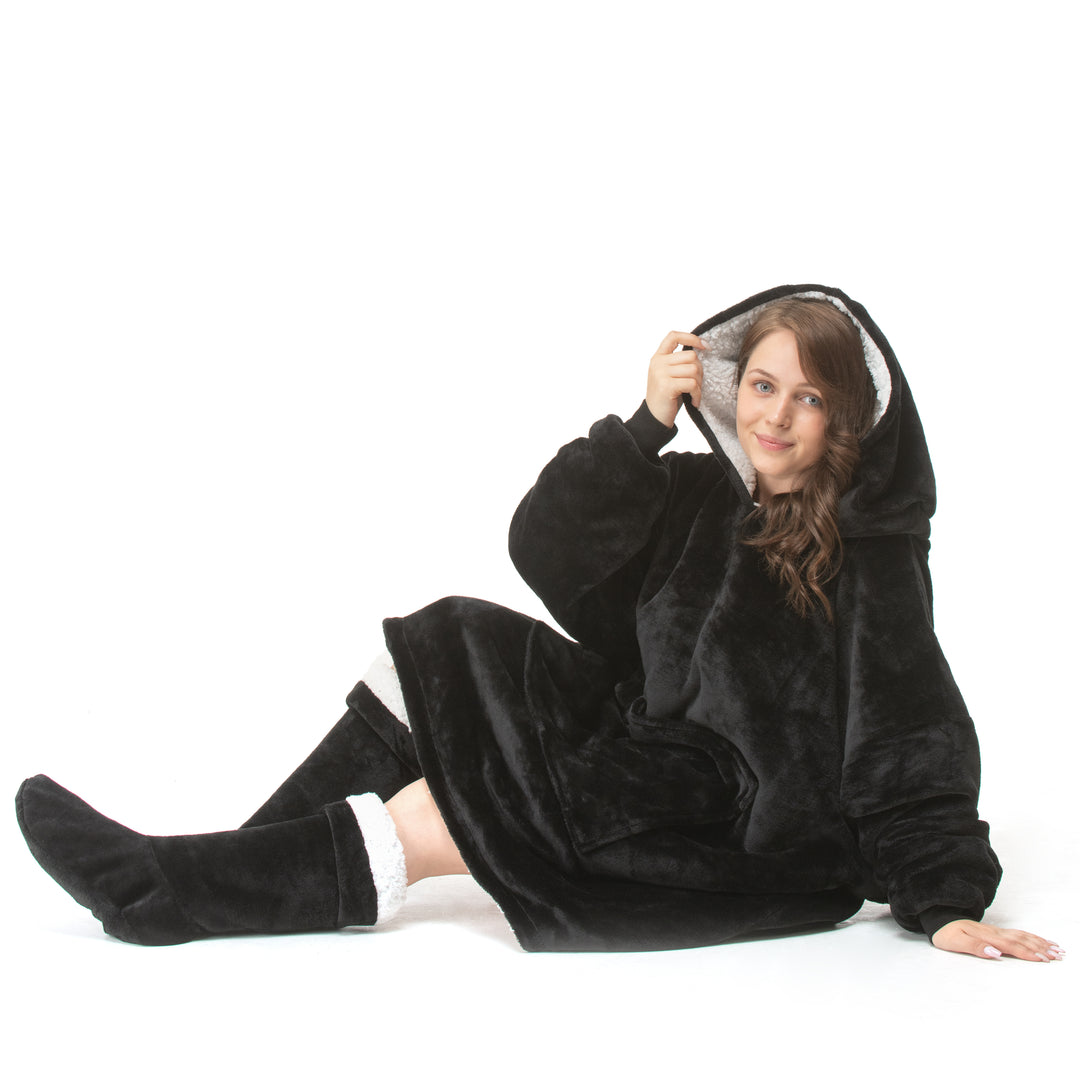 Plain Black Hoodie Blanket
