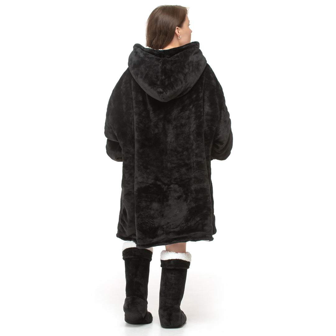 Plain Black Hoodie Blanket