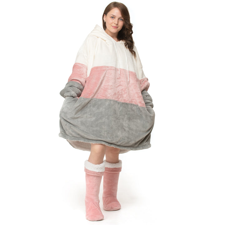 Pink Blocks Hoodie Blanket