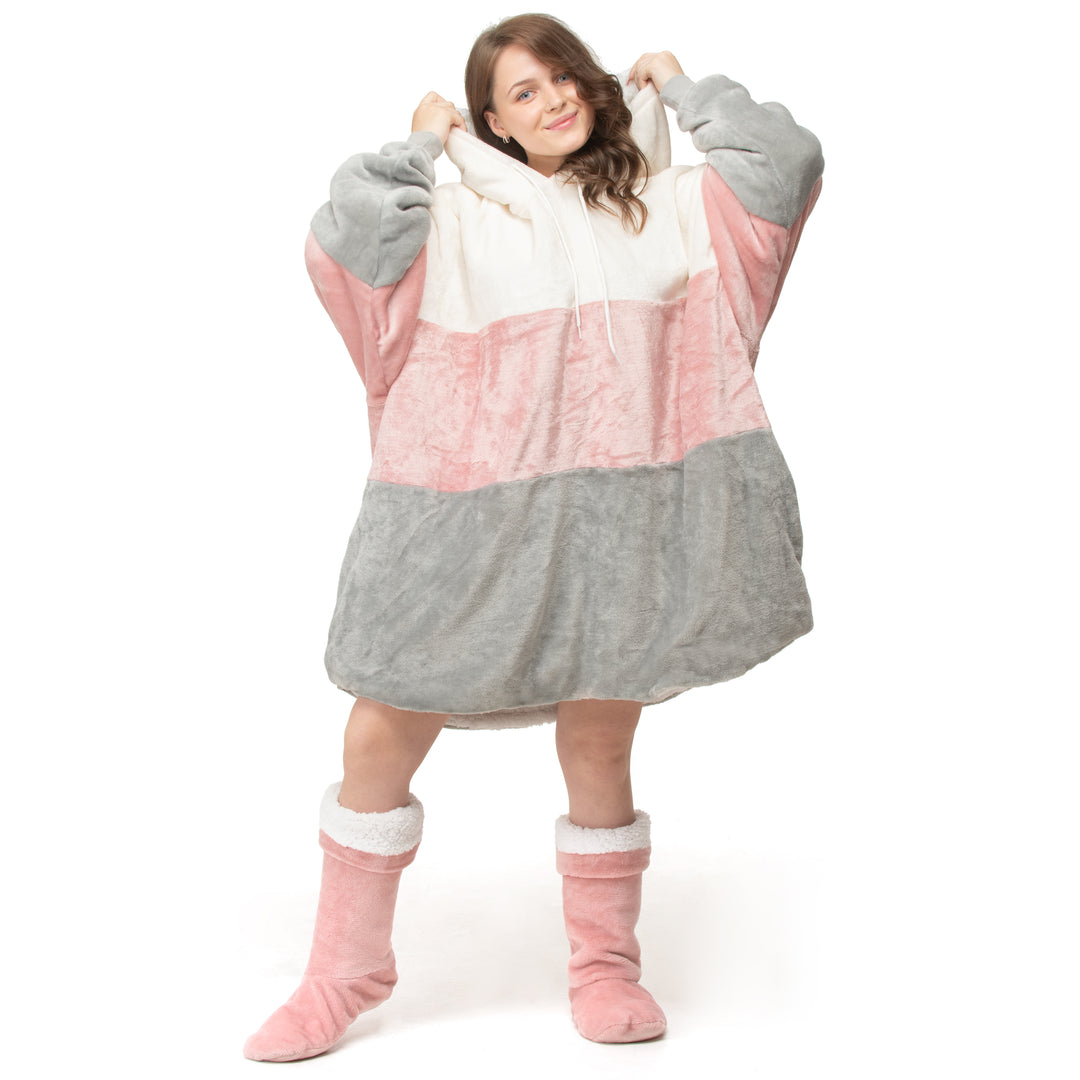 Pink Blocks Hoodie Blanket
