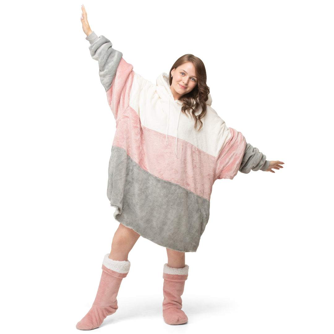 Pink Blocks Hoodie Blanket