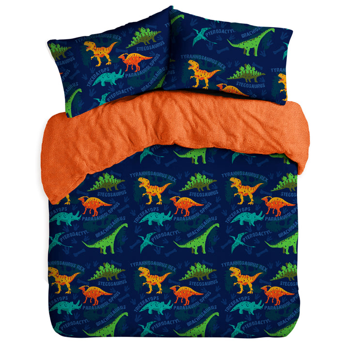 Blue Dinosaur Teddy Printed Duvet Cover Set