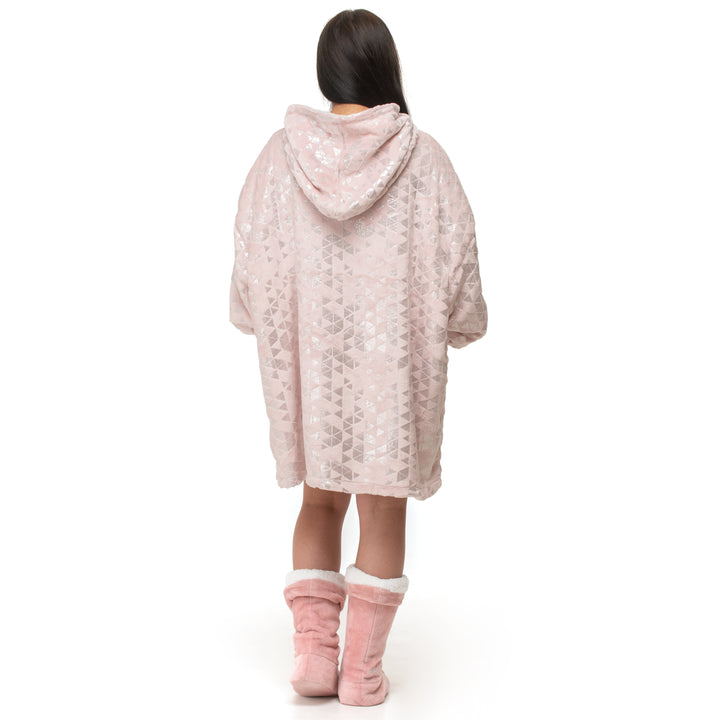 Pink Foil Print Hoodie Blanket