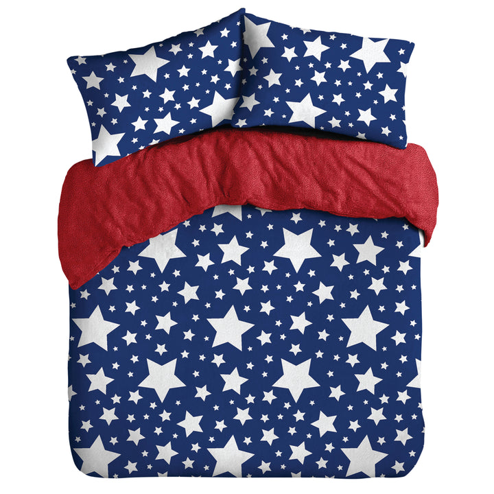 Teddy Galaxy Navy/ Red Stars Duvet Cover Set