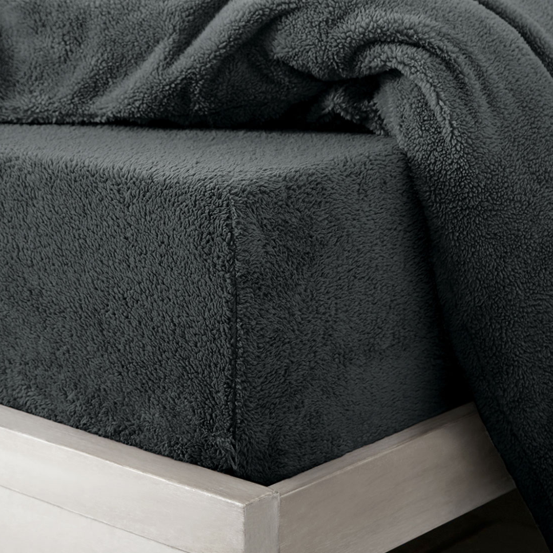 Charcoal teddy fleece fitted sheet sale