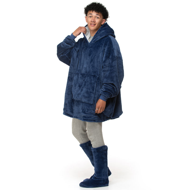 Plain Navy Hoodie Blanket