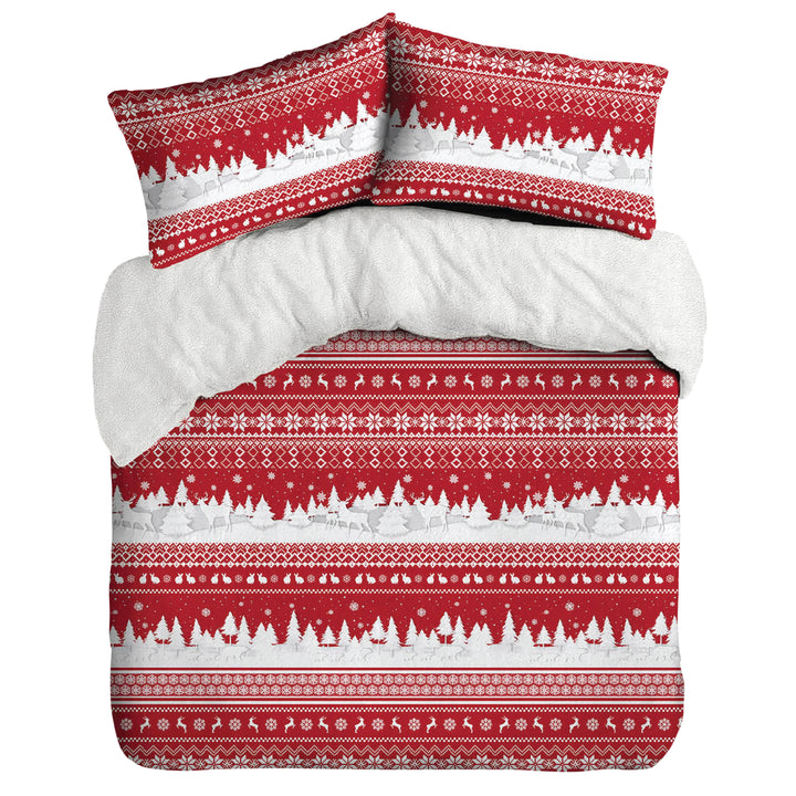 Nordic Red Teddy Duvet Cover Set