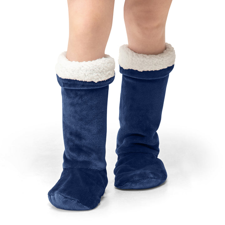 Navy Sherpa House Socks