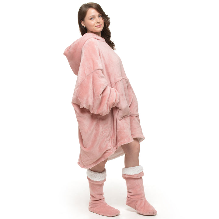 Plain Blush Hoodie Blanket
