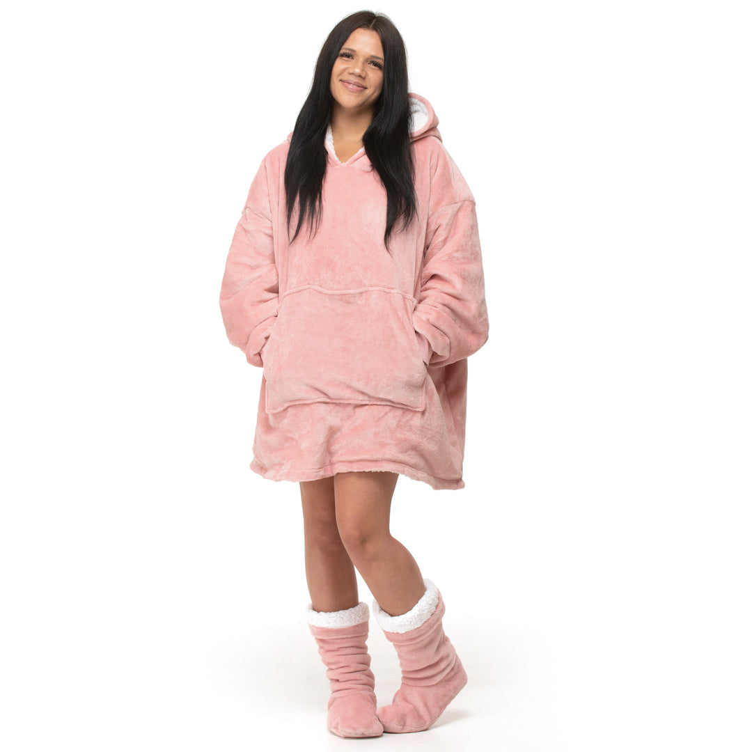 Plain Blush Hoodie Blanket