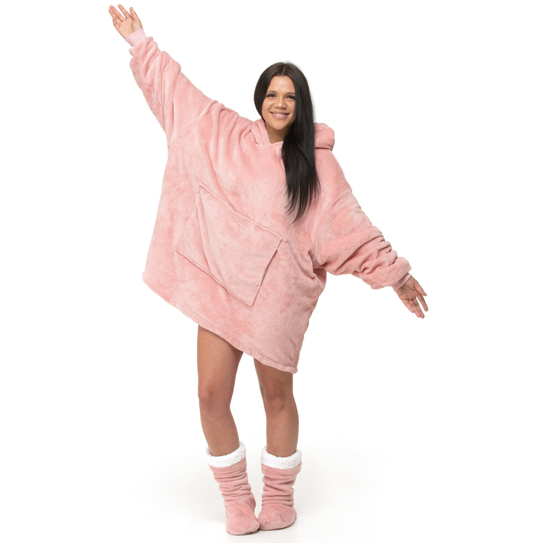 Plain Blush Hoodie Blanket